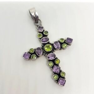 Amethyst and Peridot Cross Pendant